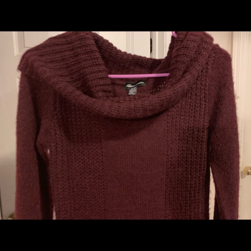 Long purple cowl neck  sweater